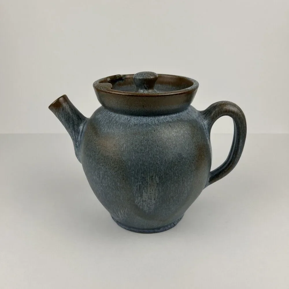 Hand Crafted teapot short spout round Asian inspired Pottery